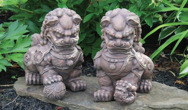 Foo Dogs Statues Set Pair of Cement Sculptures exquisite guardian lions